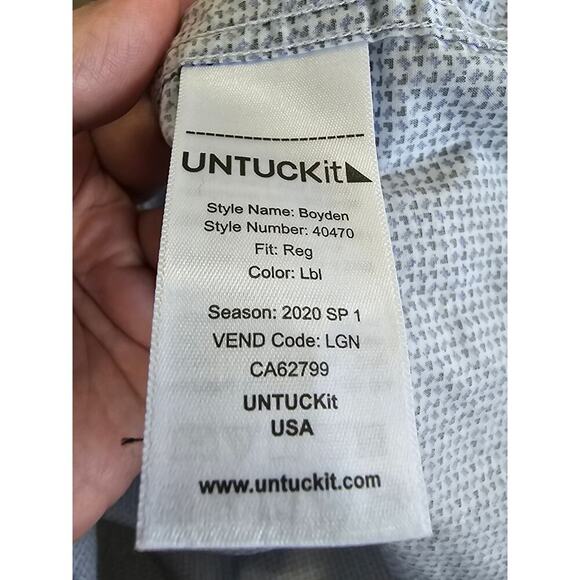 UNTUCKit Mens Boyden Button up Dress Shirt Size Large White Blue Style 40470 - Picture 4 of 5
